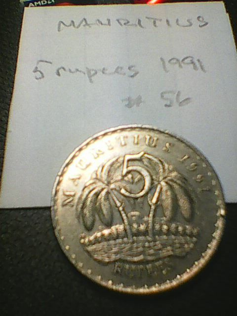 Mauritius 5 rupees 1991, km#56