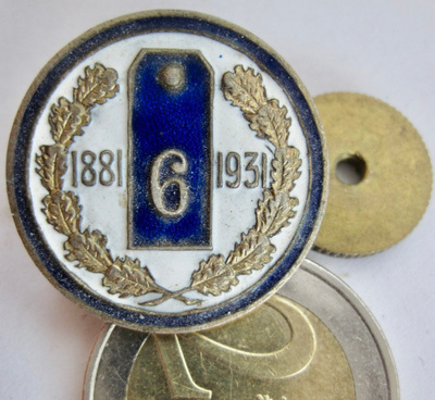 VANHA RuuviMerkki 6. Tarkk'ampujaptl 1881-1931 Mikkeli