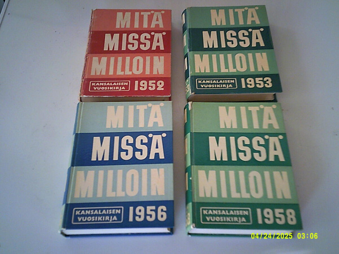 MMM - vuosikirjat 1950-luvulta 1952,1953,1956 ja 1958 ( 4kpl