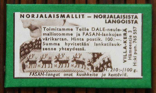 * Vanha Villa-Kerä Oy:n lankamainos magneettina * 60-luku