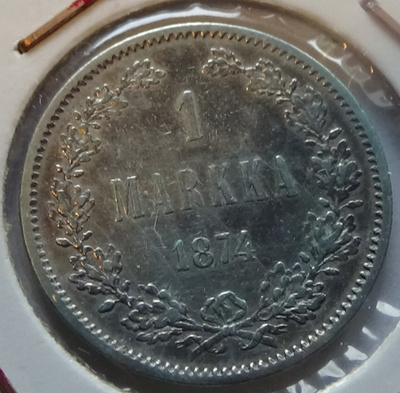 1874 1 markka 2kpl samalla kaupalla