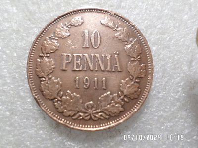 10 penniä 1911 siistikuntoinen kl8-9