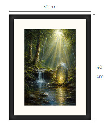 Uusi Mystinen lähde metsässä art print 30 cm x 40 cm