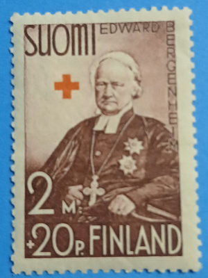 5.1.1938 Punainen Risti,2 mk+ 20 p lilankarmiini, LAPE 206**