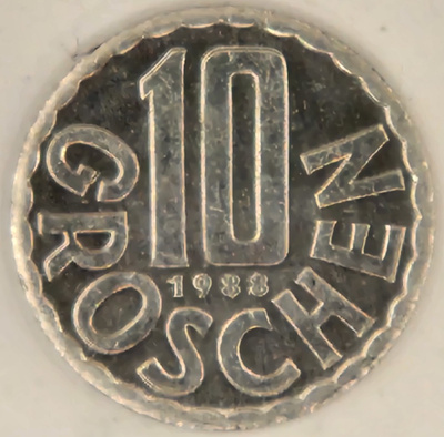 Itävalta 10 Groschen 1988