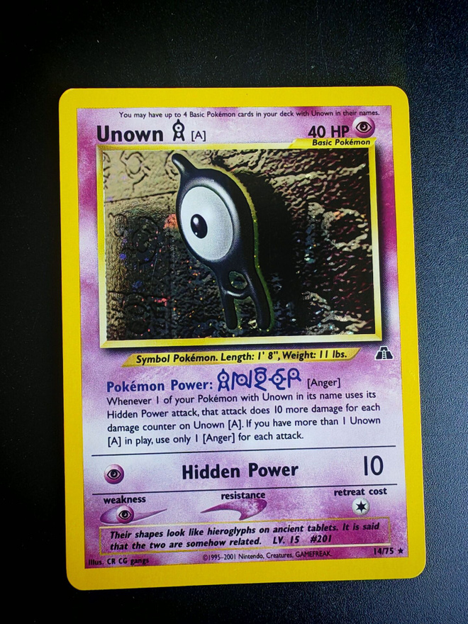 Pokemon kortti Unown A Neo Discovery holo