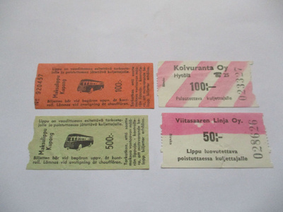 Linja- autoliput 4 kpl n 1960