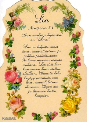 kortti ** Etunimi Lea Veikko Sakari Toni ym - eril. tammikuu