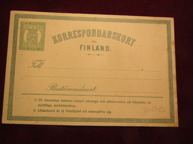 Ehiökortti 8 pen vihreä. 1871.-stationery post card