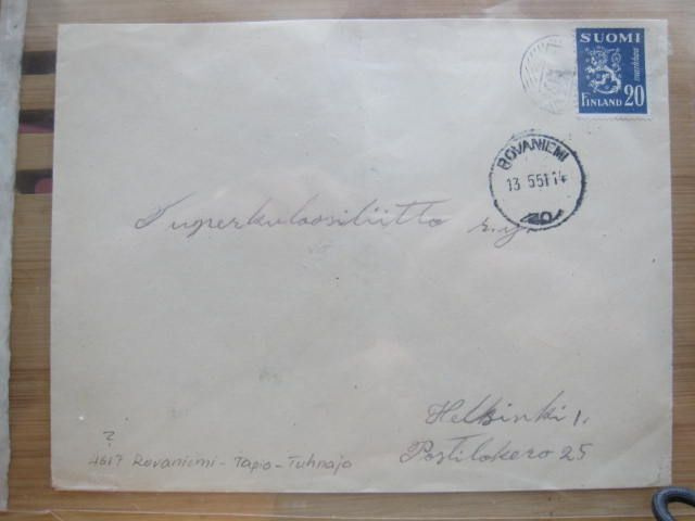 Rovaniemi kuori vuodelta 1951 numeroleimalla 4617