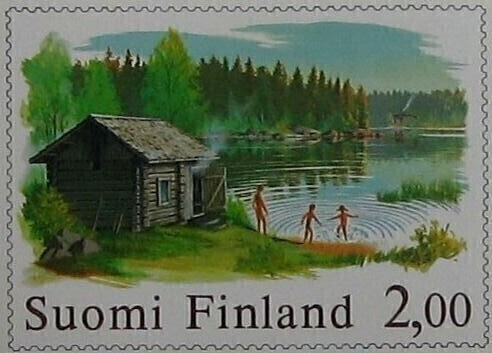 Savusauna järven rannalla Postikortti
