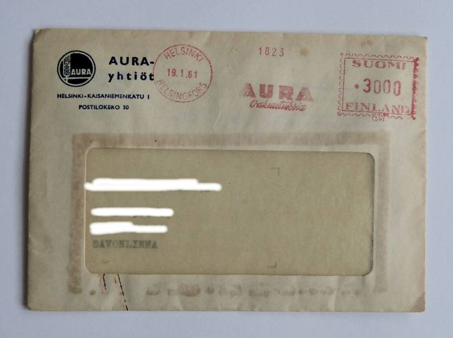 AURA Vakuutusyhtiö - Täysraittiin bonus - v.1961