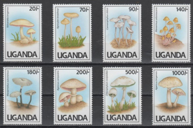 (S0022) UGANDA, 1991 (Mushrooms). Mi ## 950-957. MNH**