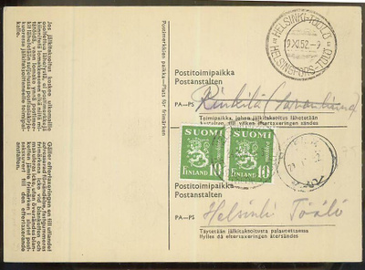 M30 1952 10 mk pari jälkitaksoitus -52