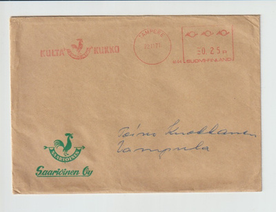 Postileima, TAMPERE, 22.11.1971, Punainen frankkeeraus