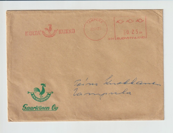 Postileima, TAMPERE, 22.11.1971, Punainen frankkeeraus