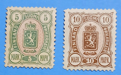 Postituoreet Lape 33, 5 mk ** ja Lape 34, 10 mk **.