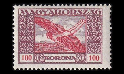 Unkari 383 ** Lentoposti 100 Kr (1924)