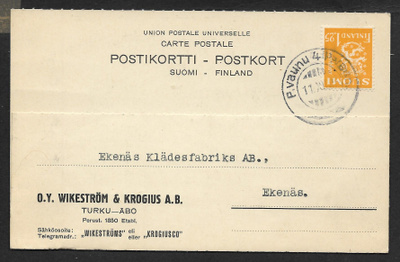 Postil. - Yl.m. 1,25 (LAPE 177) Postivaunu 4 11.12.1935