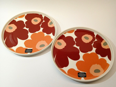 Marimekko Unikko lautanen 20 cm viininpun-oranssi-valk 2kpl