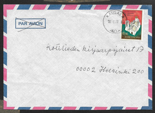 Postilähetys - Ort.kirkko 800v (LAPE 810) Kausala 18.9.77