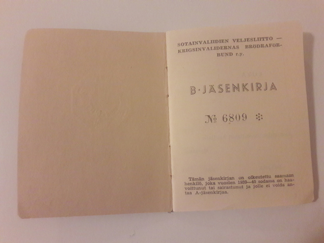 B-jäsenkirja (Sotainvalidien veljesliitto)