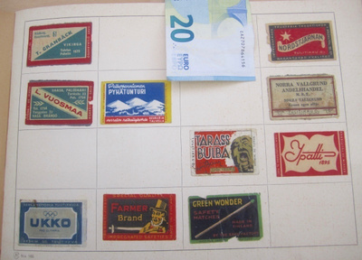 VANHOJA Tulitikku Etikettejä n. 224 kpl 1930-l mm. Luov.Alue