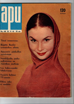 Apu n:o 48 1961 Brigitte Bardot. Suomen kolmas TV-kanava.