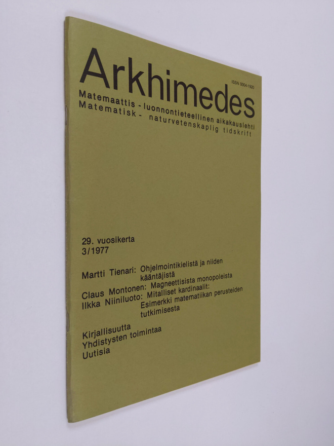 Arkhimedes 3/1977 : Matemaattis-luonnontieteellinen aikak...