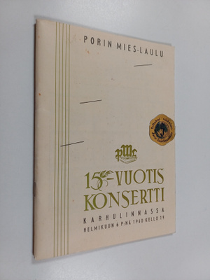 15-vuotis konsertti Karhulinnassa helmikuun 6 p:nä 1960 k...