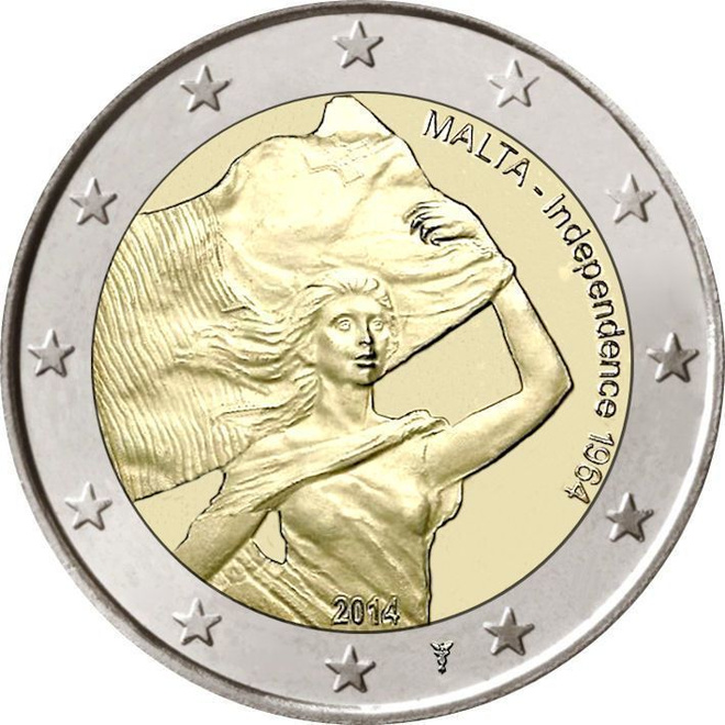 ** MALTA 2€ 2014 Itsenäisyys 1964 pillerissä **