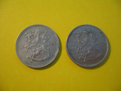 1 markka v. 1921 ja v. 1922 - 'hevosmarkat'