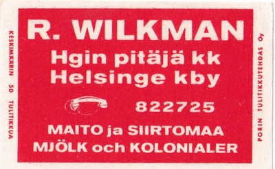 Helsingin pitäjä R. Wilkman    b499