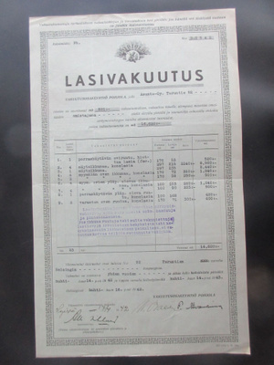 Lasivakuutus Vakuutusyhtiö Pohjola 1942