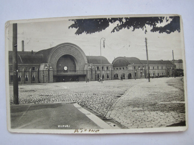 VANHA Postikortti Viipuri Rautatie Asema 1919