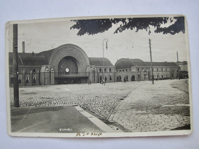 VANHA Postikortti Viipuri Rautatie Asema 1919