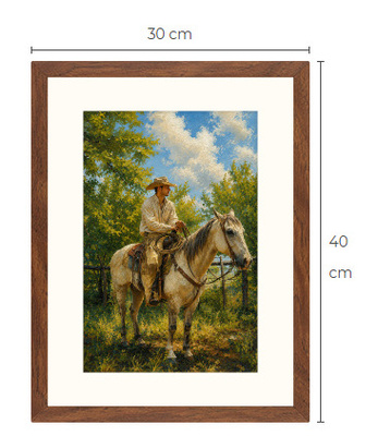 Uusi Cowboy art print kehystetty 30 cm x 40 cm