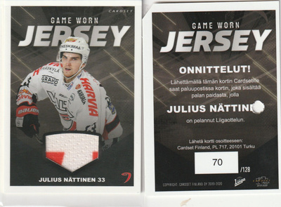 Julius Nättinen Jyp Jersey Cardset  2019-20