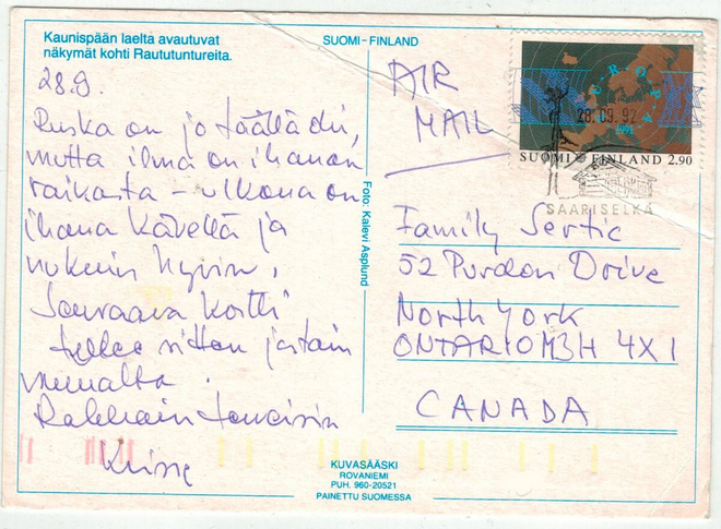 1991 Eurooppa 2,90 postikortti Kanadaan
