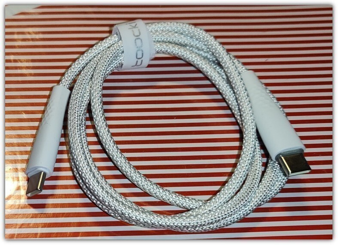 USB C - USB C - valkoinen punottu PD 60W kaapeli / 1m #29063