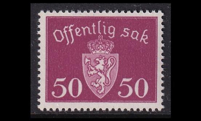 Norja 58 ** Virkamerkki 50 öre lila (1946)