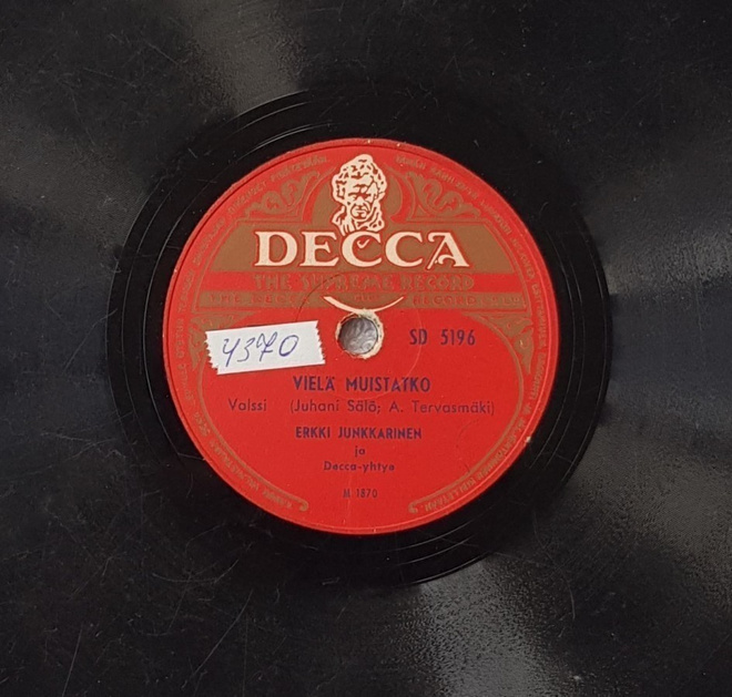 Savikiekko 1953 - Erkki Junkkarinen - Decca SD 5196