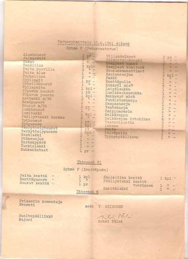 SA : n säästöä..luettelo 1961 -- 1940-luvun lomakkeella.