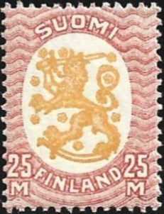1921 M-17 Saarinen 25 mk punainen/keltainen ** LaPe 107 A