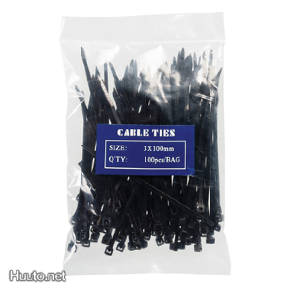 Cable Ties / Nippuside 100x2.5mm 100kpl, musta tai valkoinen