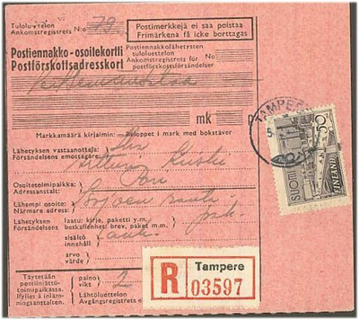 1942 50mk Tammersilta R-postiennakkopaketti