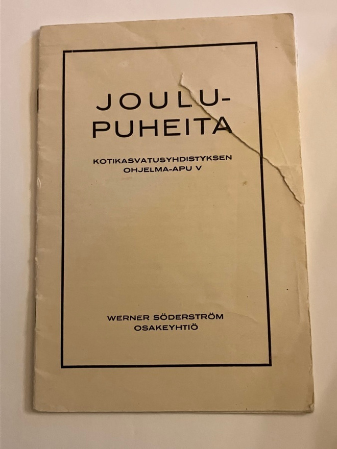 Kotikasvatusyhdistyksen ohjelma-apu V : Joulupuheita