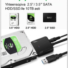 2,5/3,5" SATA - USB 3.0 kovalevyadapteri & virtalähde #31212 - pikkukuva 2