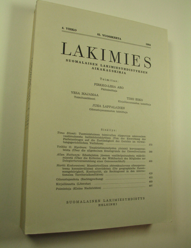 Pirkko-Liisa (toim.) Aro : Lakimies, 82. vuosikerta (1984...