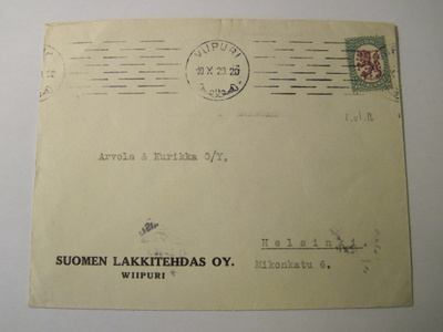 VANHA Firmakuori Suomen Lakkitehdas Oy Viipuri 1929